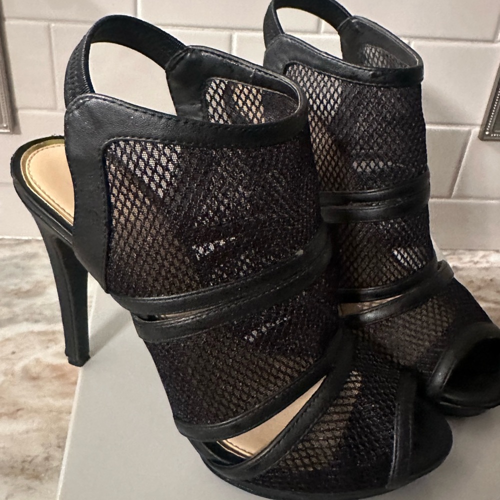 Jessica Simpson Elegant Black Mesh High Heels